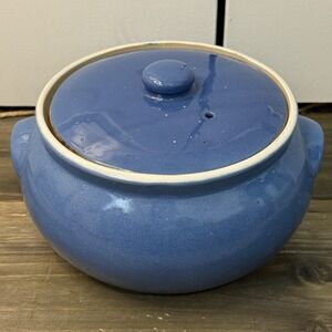Uhl Pottery Blue # 529 Covered Casserole Bean Pot Stamped‎